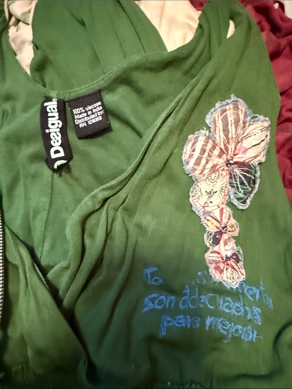 Desigual Green Ombre Maxi Dress with Cream and Rust Hem - Picture 3 of 4
